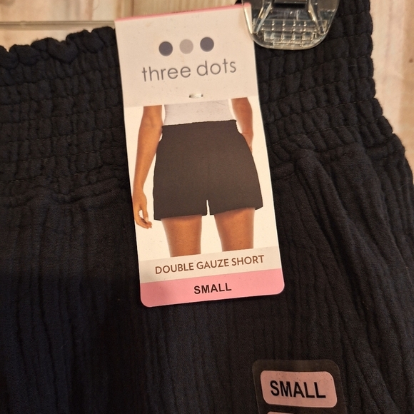 Three dots Gauze shorts black sz S Nwt $114 MSRP - Picture 2 of 5